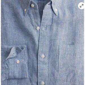 J Crew 100% Irish Linen Baird McNutt Blue Houndstooth Shirt XL Slim Fit $118 MSR